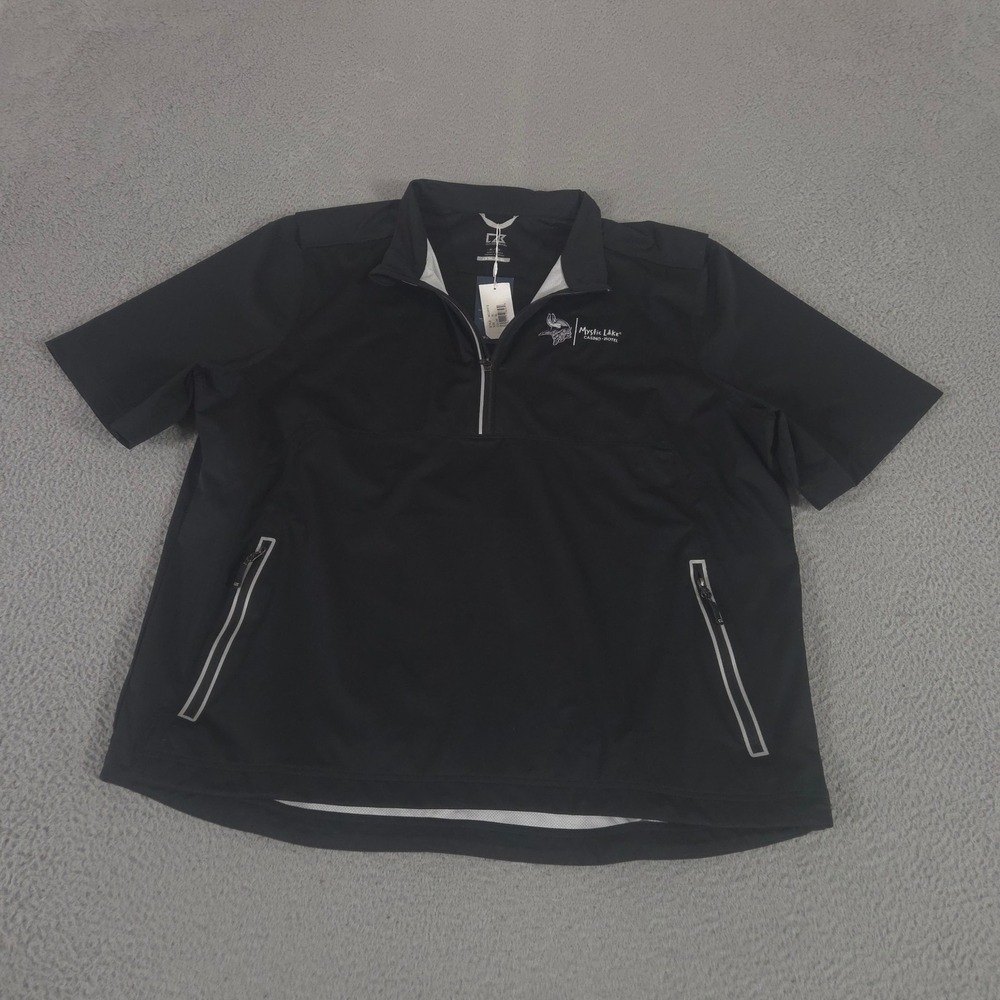 Cutter & Buck Jacket Mens XL Black Fairway Short-Sleeve 1/2 Zip Vikings Golf NEW
